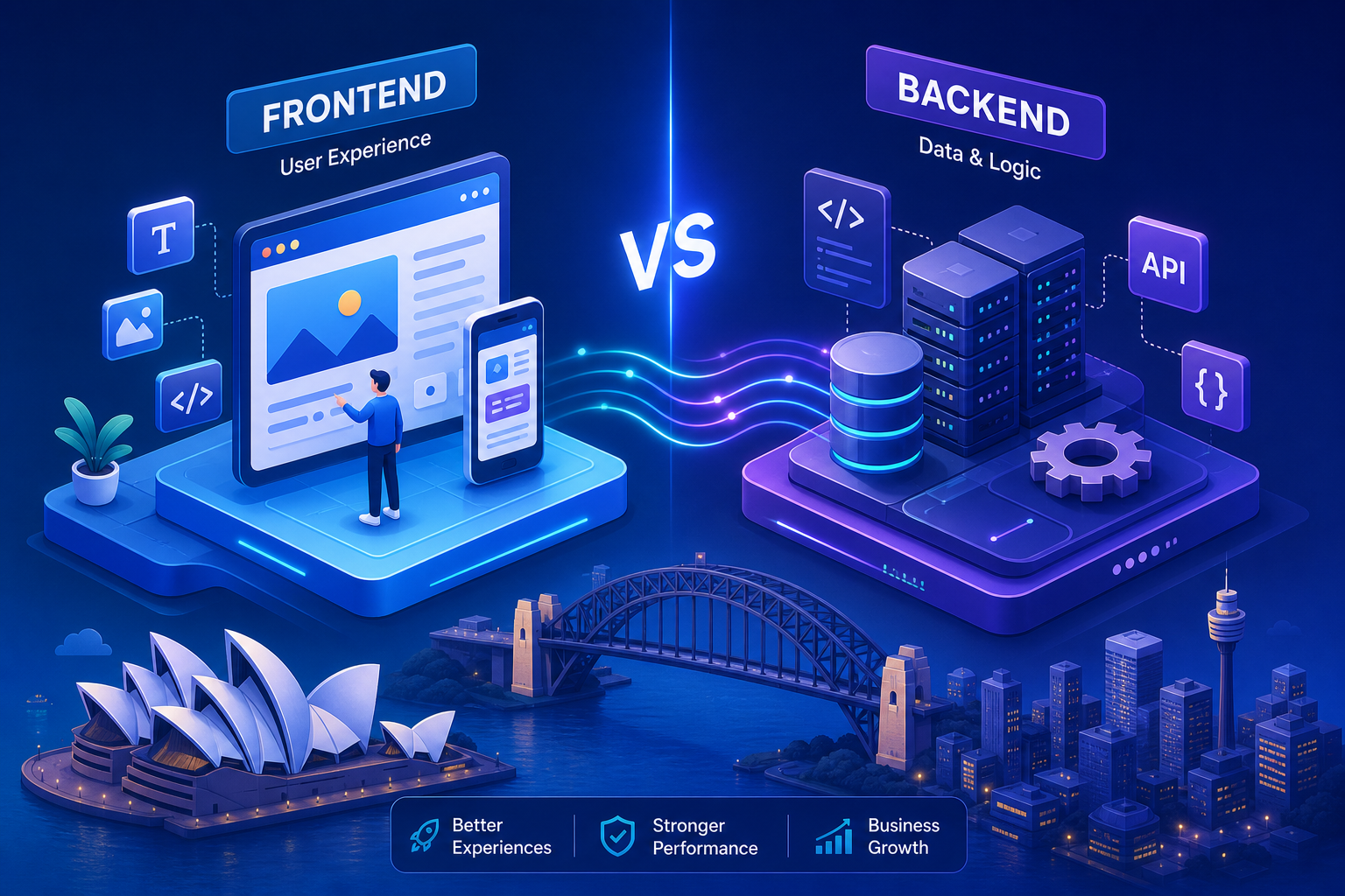 Frontend vs Backend Development Explained for Sydney Businesses